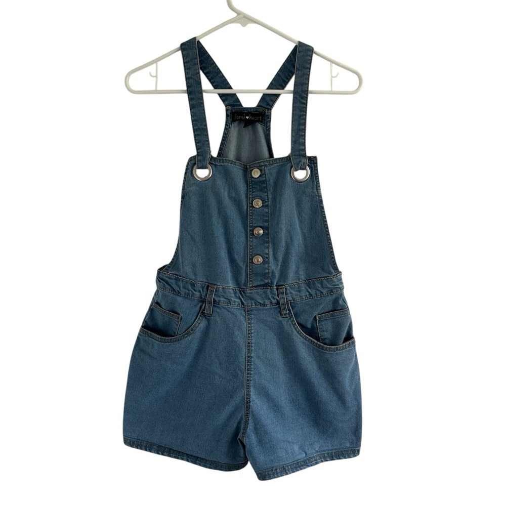 Derek Heart Blue Denim Overalls Shorts‎